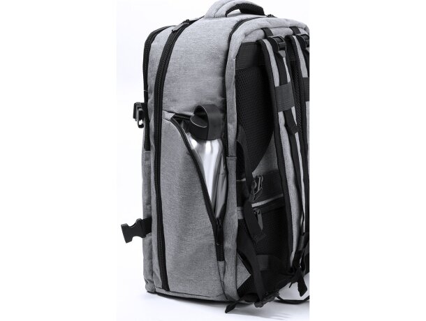 Mochila para portátil promocional con puerto usb de rPET 300D Myriax detalle 3