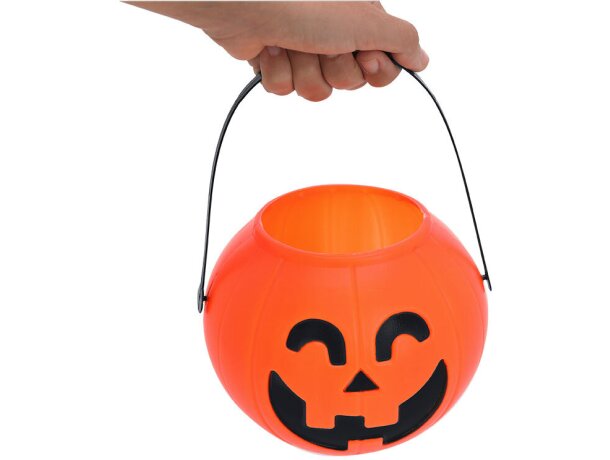 Cesta Halloween Cowel con forma de calabaza y asa integrada detalle 5
