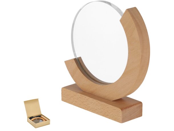 Placa trofeo Xiflex en cristal con base de madera natural detalle 1