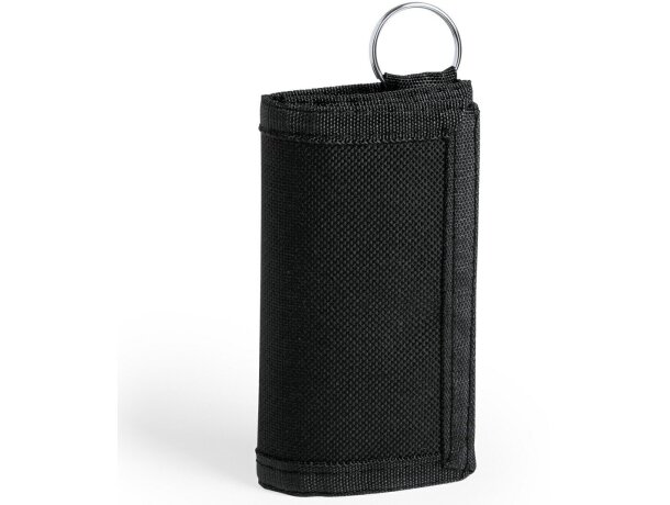 Llavero con monedero de poliéster negro personalizado