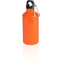 Bidón de aluminio con mosquetón 400 ml personalizada naranja