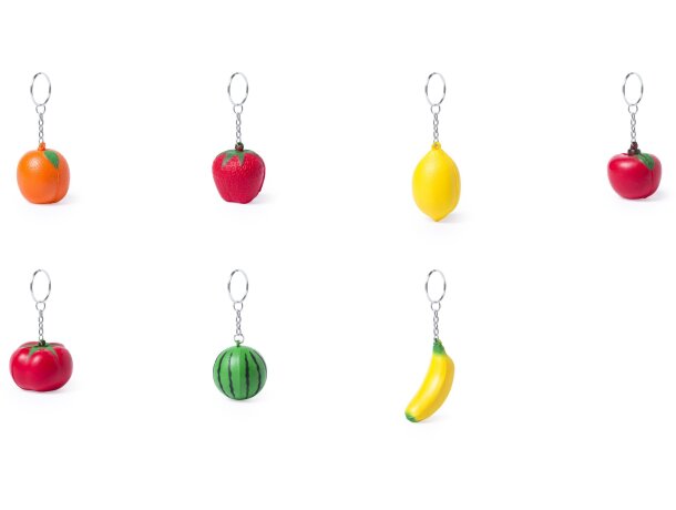 Llavero antiestrés Fruty con formas de fruta detalle 1