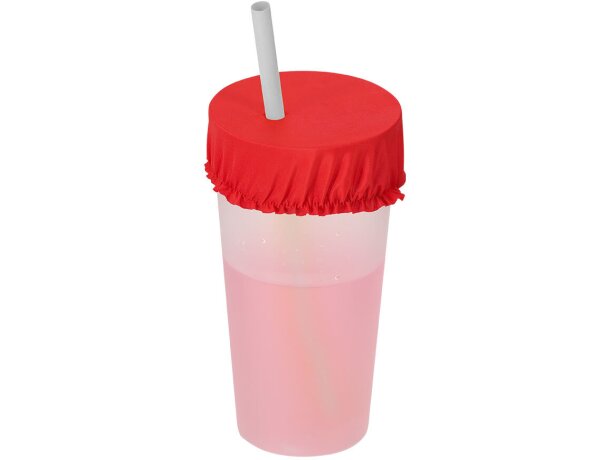 Cubrevasos reutilizable Irwing en poliéster con pajita detalle 4