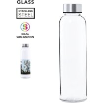 Bidón cristal borosilicato 500ml tapón acero logo