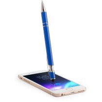 Bolígrafos con puntero táctil con pulsador metal tinta azul