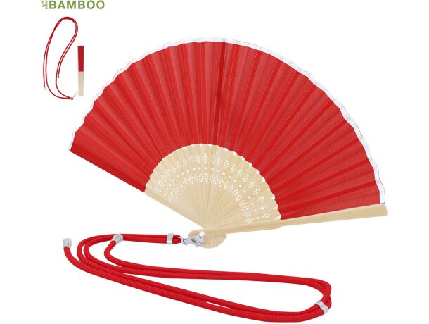 Abanico plegable Yanex de bambú y poliéster con mosquetón detalle 1