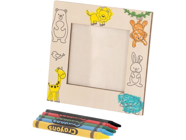 Portafotos de madera natural infantil Kunku con ceras detalle 3