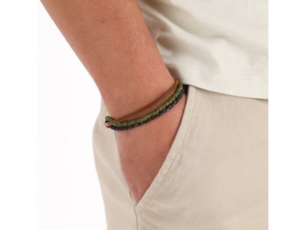 Pulsera Sonja de piel con cuentas de vidrio y cierre ajustable detalle 4