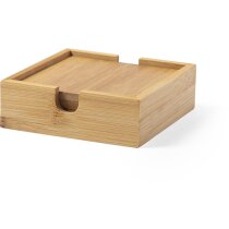 Set de posavasos publicitario de bambú 4 piezas