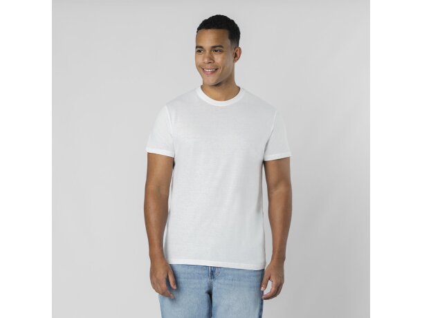 Camiseta adulto blanca algodón ring spun cuello redondo Epika detalle 1