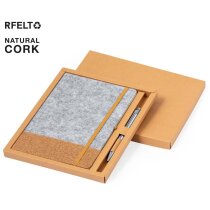Set de bloc de notas y bolígrafo eco en rPET y aluminio reciclado