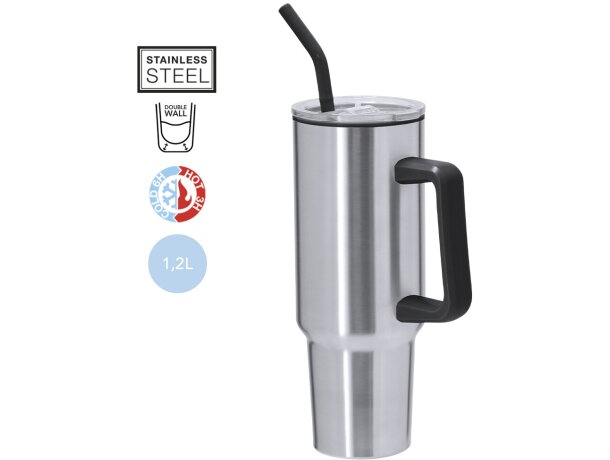 Taza térmica Lansin de acero inoxidable con asa ergonómica 1200ml detalle 1