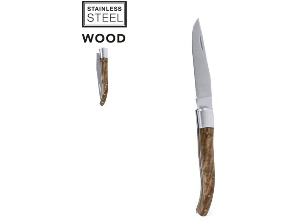 Navaja de acero con empuñadura de madera detalle 1
