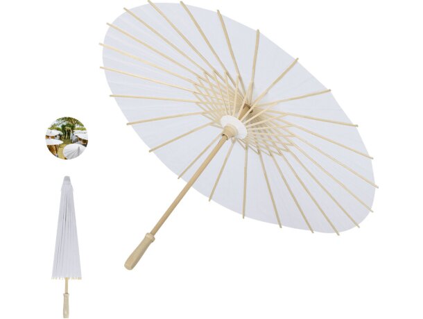 Sombrilla Zalea de madera natural con mango brillante 58cm detalle 1