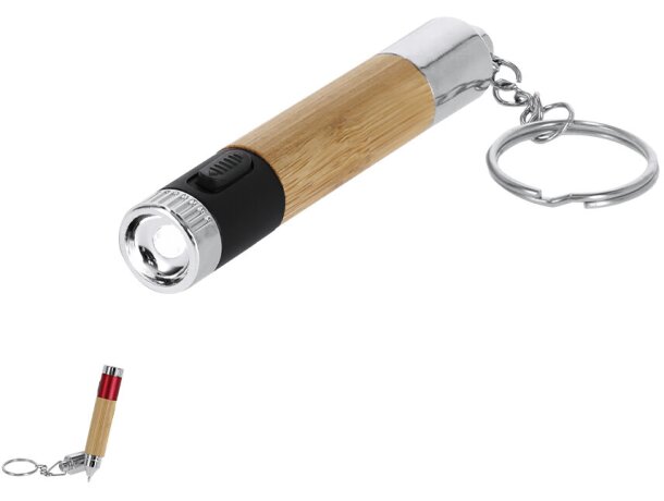 Bolígrafo linterna Nebula bambú con led y tinta azul detalle 1