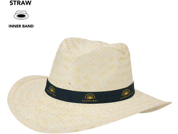 Sombrero Rusnak personalizada en paja trenzada natural blanca detalle 1
