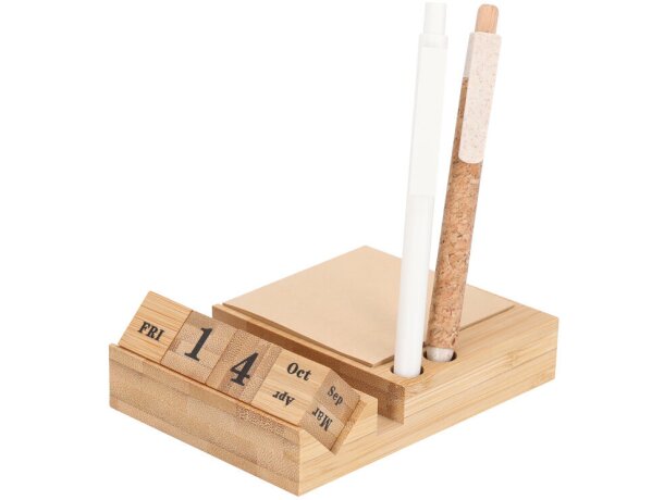 Portanotas calendario perpetuo bambú Dex con soporte smartphone detalle 2