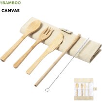 Set Corpax con cubiertos bambú y pajita en funda