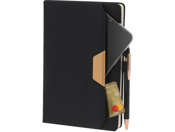 Bloc notas Zarek con portada rígida en poliéster RPET detalle 3