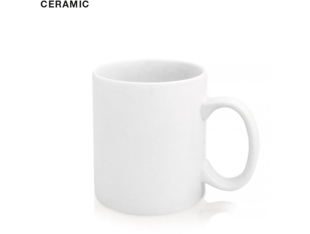 Taza Impex de cerámica blanca básica grabada