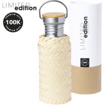 Botella 600 ml acero bambú con funda paja Ninvux