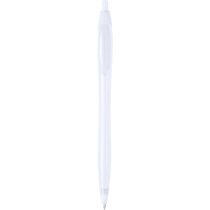 Bolígrafo en color liso y con clip blanco barato blanco