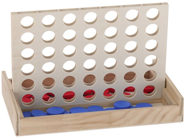 Juego cuatro en raya Caiden madera natural 42 piezas detalle 2