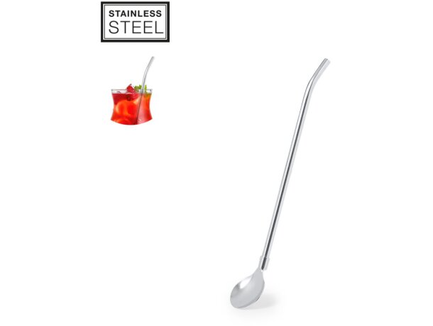 Agitador pajita Noro acero inoxidable con cucharilla detalle 1