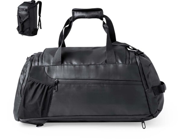 Bolso mochila Denehy polipiel negro con compartimentos detalle 1