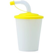 Vaso de plástico con pajita blanco barata Vaso de plástico con pajita blanco barata