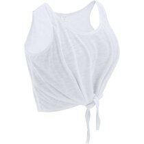 Camiseta anudada de mujer sin mangas blanca
