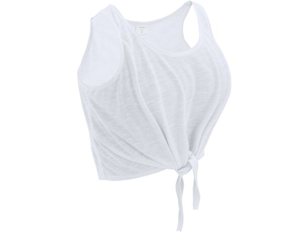 Camiseta anudada de mujer sin mangas blanca