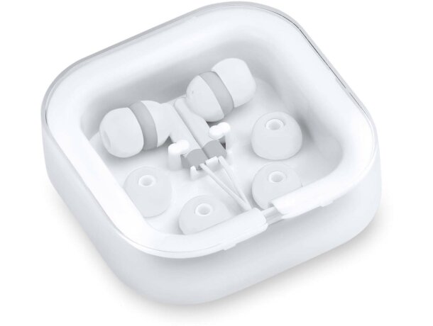 Cascos auriculares en estuche cort blanco