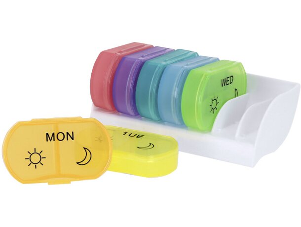 Pastillero semanal Parnex con 14 compartimentos codificados detalle 1