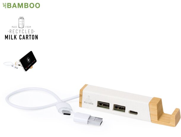 Puerto USB Kartip con materiales reciclados y bambú detalle 1