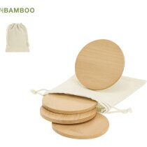 Set posavasos bambú Elmor con bolsa algodón