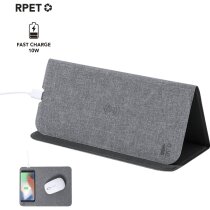 Alfombrilla cargador publicitaria RPET 10W gris 103gr
