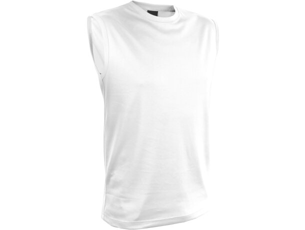 Camiseta técnica sin mangas 135 gr blanca con logo