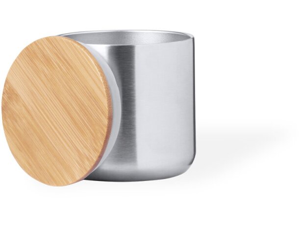 Set de bidón y vaso térmico de acero inoxidable con tapas de bambú Debris detalle 6