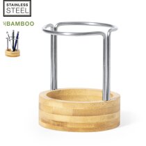 Oswin, portalápices bambú barnizado con acero