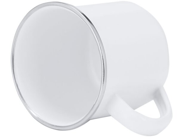 Taza sublimación Deriox metal 200ml blanco cromado detalle 2