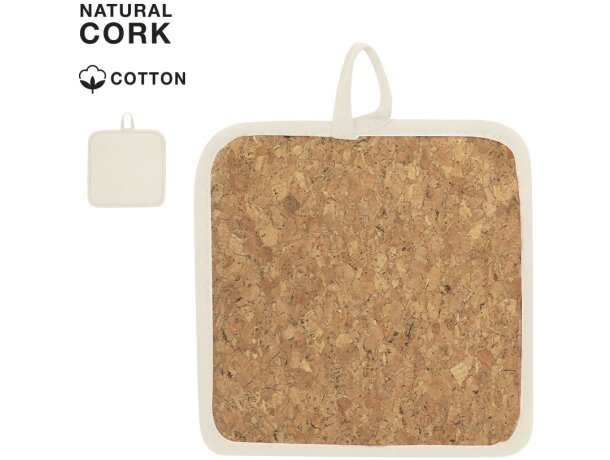 Agarrador Nayron de algodón y corcho con cinta para colgar detalle 1