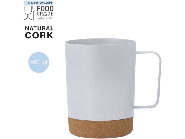 Taza Jurgen de pp reciclado con asa de corcho natural 400ml detalle 1
