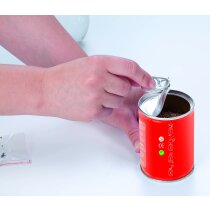 Lata metálica con semillas personalizada roja Lata metálica con semillas personalizada roja