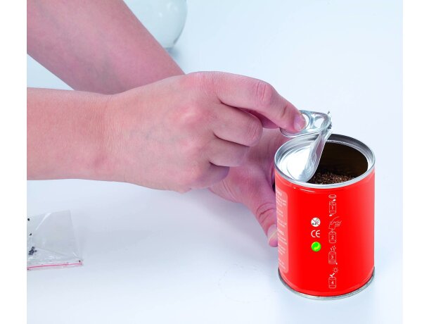 Lata metálica con semillas personalizada roja Lata metálica con semillas personalizada roja
