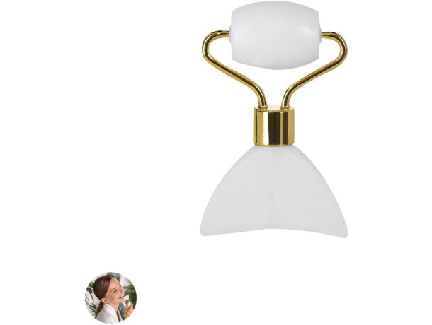 Masajeador facial de jade blanco Herbiax con rodillo y espátula detalle 1