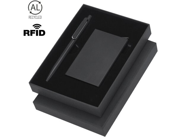 Set Randolph con bolígrafo y tarjetero RFID en aluminio reciclado detalle 1