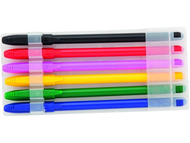 Estuche de seis bolígrafos de colores personalizado Estuche de seis bolígrafos de colores personalizado