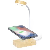 Lámpara Gregal bambú con carga inalámbrica 15W