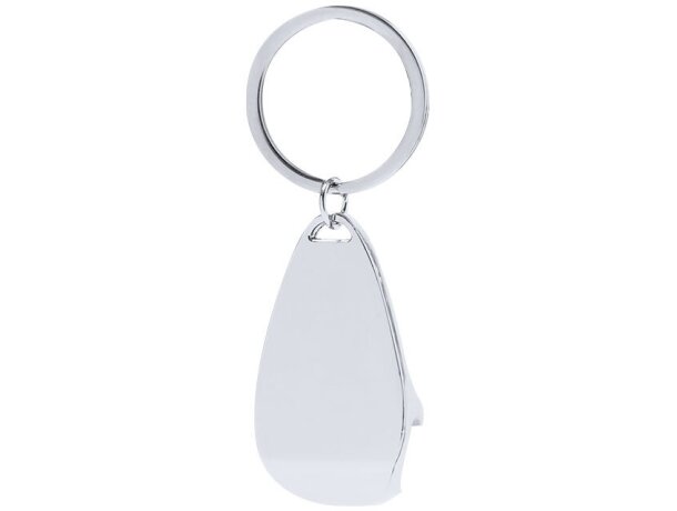Llavero abridor Myren metal plateado grabable detalle 2